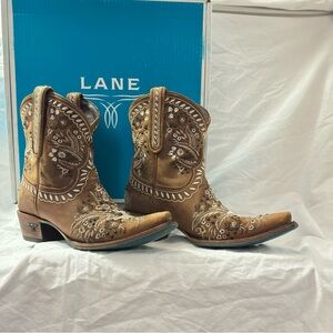 LANE BOOTS CHLOE PULL ON BOOTIES - BROWN - SIZE 9.5